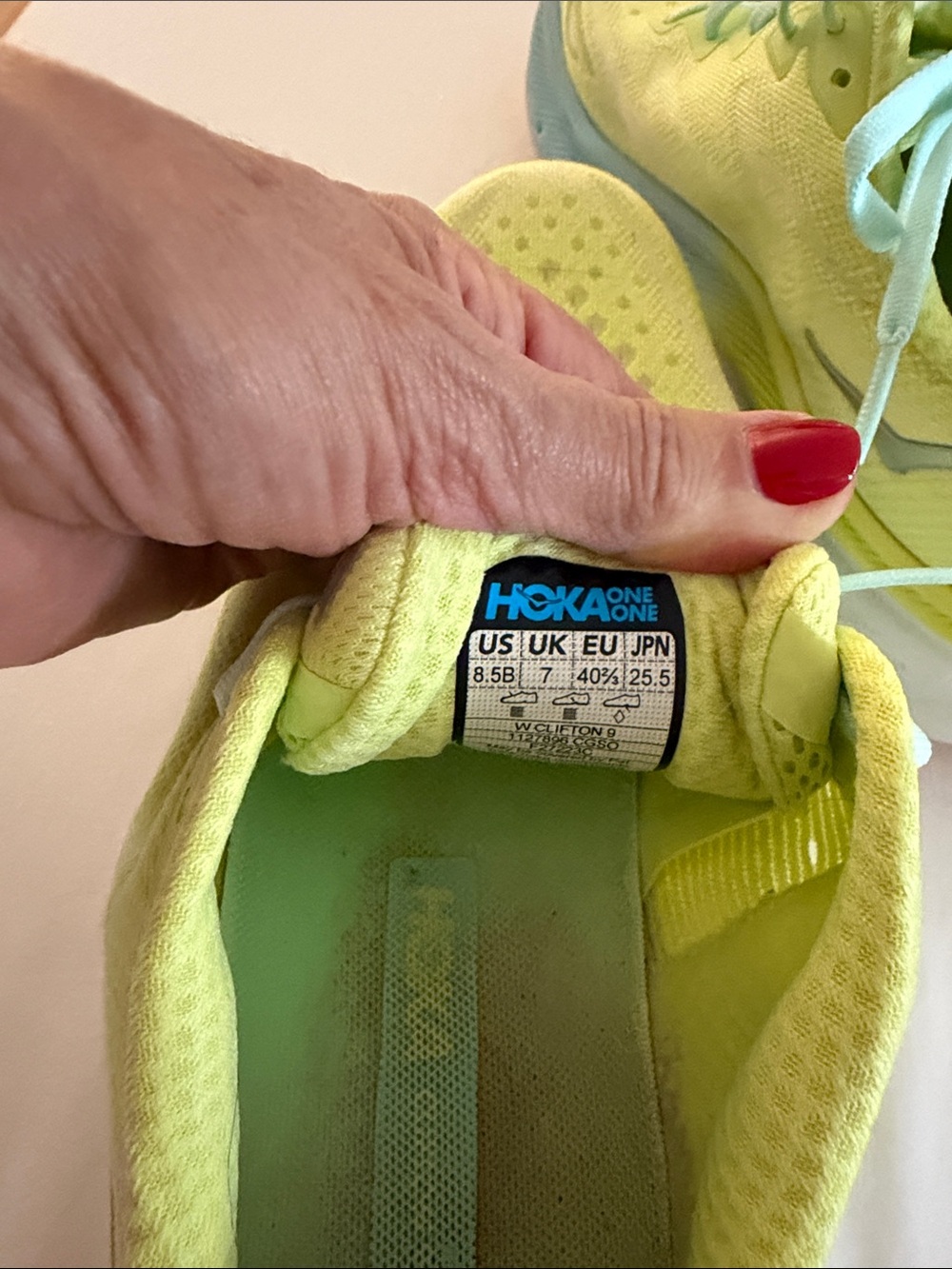 Hoka Neon Yellow with Light Blue Accents Running Shoes - Picture 4 of 5
